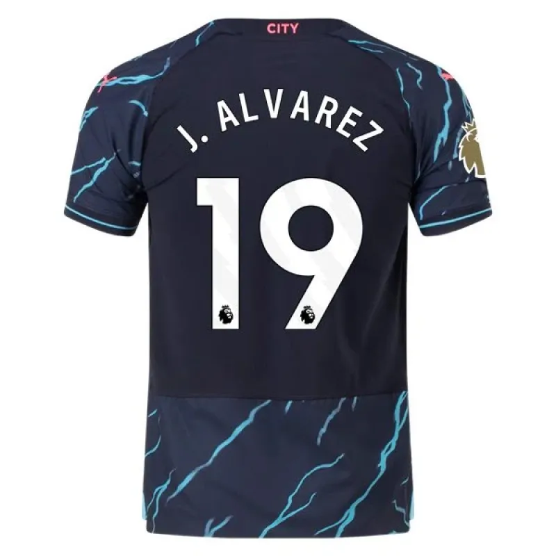 Men's Authentic Puma J. Alvarez Manchester City Third Jersey 2324 - CWC