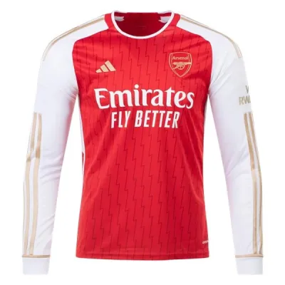 Men's Replica Adidas Arsenal Long Sleeve Home Jersey 2324 01