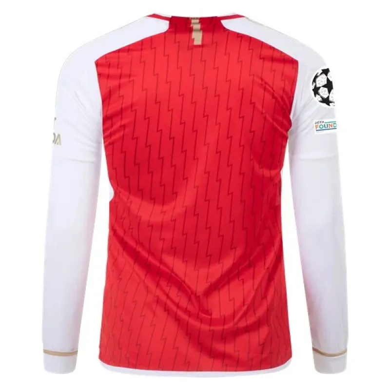 Men's Replica Adidas Arsenal Long Sleeve Home Jersey 2324 - UCL
