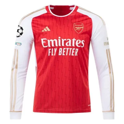 Men's Replica Adidas Arsenal Long Sleeve Home Jersey 2324 - UCL 01