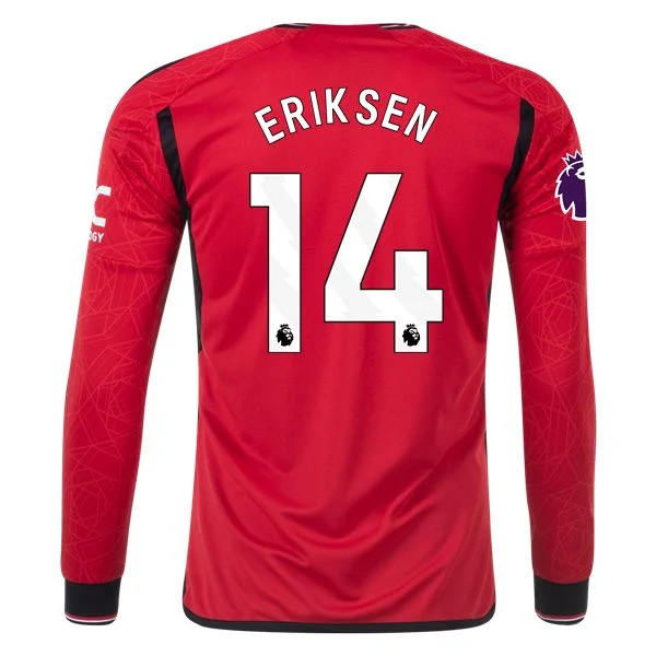 Men's Replica Adidas Eriksen Manchester United Long Sleeve Home Jersey 2324