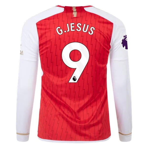 Men's Replica Adidas G. Jesus Arsenal Long Sleeve Home Jersey 2324