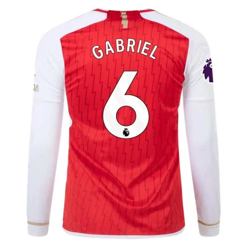 Men's Replica Adidas Gabriel Arsenal Long Sleeve Home Jersey 2324