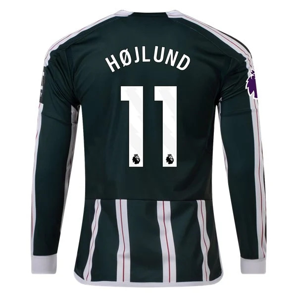 Men's Replica Adidas Hojlund Manchester United Long Sleeve Away Jersey 2324