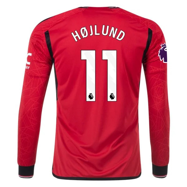 Men's Replica Adidas Hojlund Manchester United Long Sleeve Home Jersey 2324