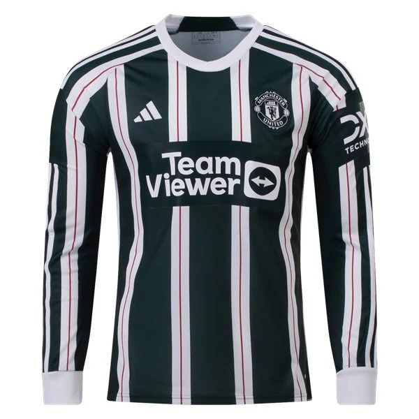 Men's Replica Adidas Manchester United Long Sleeve Away Jersey 2324