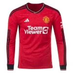 Men's Replica Adidas Manchester United Long Sleeve Home Jersey 2324