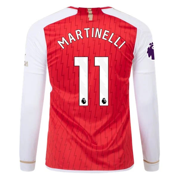 Men's Replica Adidas Martinelli Arsenal Long Sleeve Home Jersey 2324