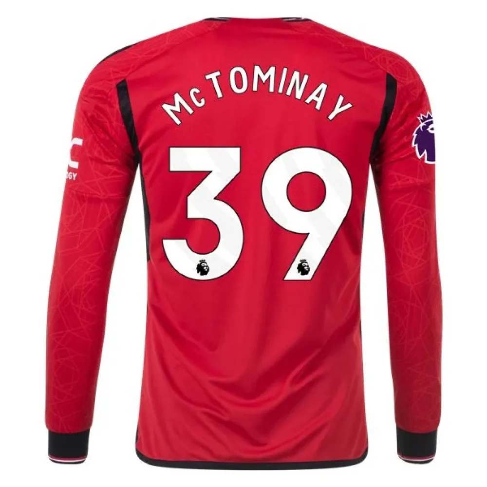 Men's Replica Adidas McTominay Manchester United Long Sleeve Home Jersey 2324