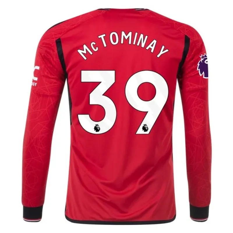Men's Replica Adidas McTominay Manchester United Long Sleeve Home Jersey 2324