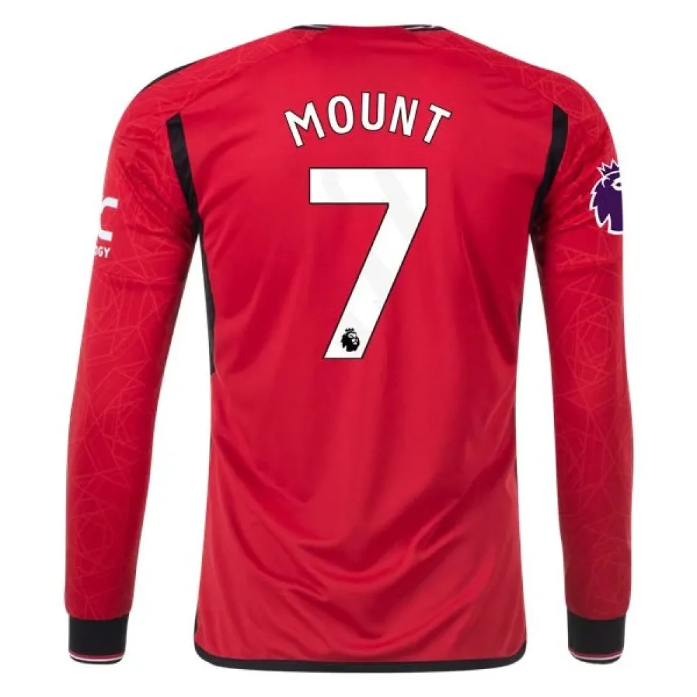 Men's Replica Adidas Mount Manchester United Long Sleeve Home Jersey 2324