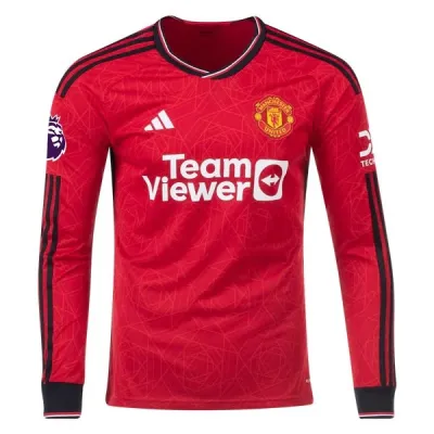 Men's Replica Adidas Rashford Manchester United Long Sleeve Home Jersey 2324 01