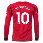 Men's Replica Adidas Rashford Manchester United Long Sleeve Home Jersey 2324