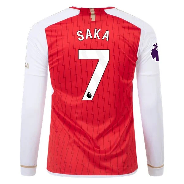 Men's Replica Adidas Saka Arsenal Long Sleeve Home Jersey 2324