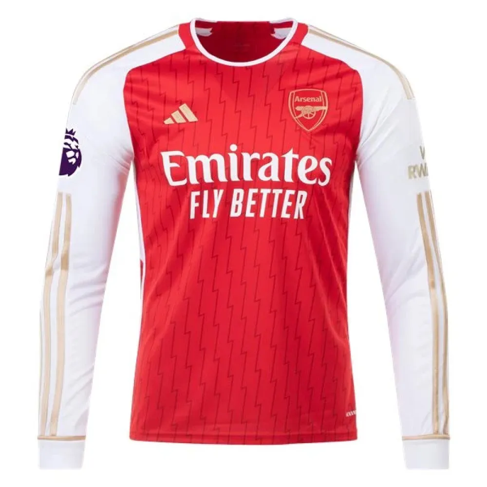 Men's Replica Adidas Saka Arsenal Long Sleeve Home Jersey 2324