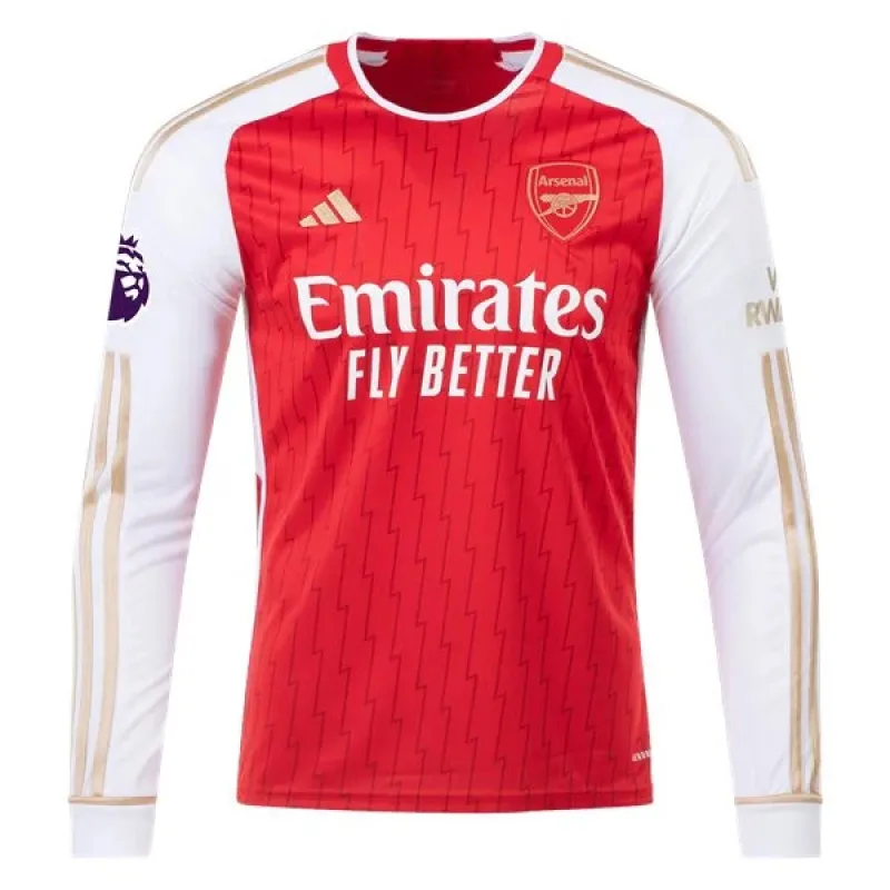 Men's Replica Adidas Saka Arsenal Long Sleeve Home Jersey 2324