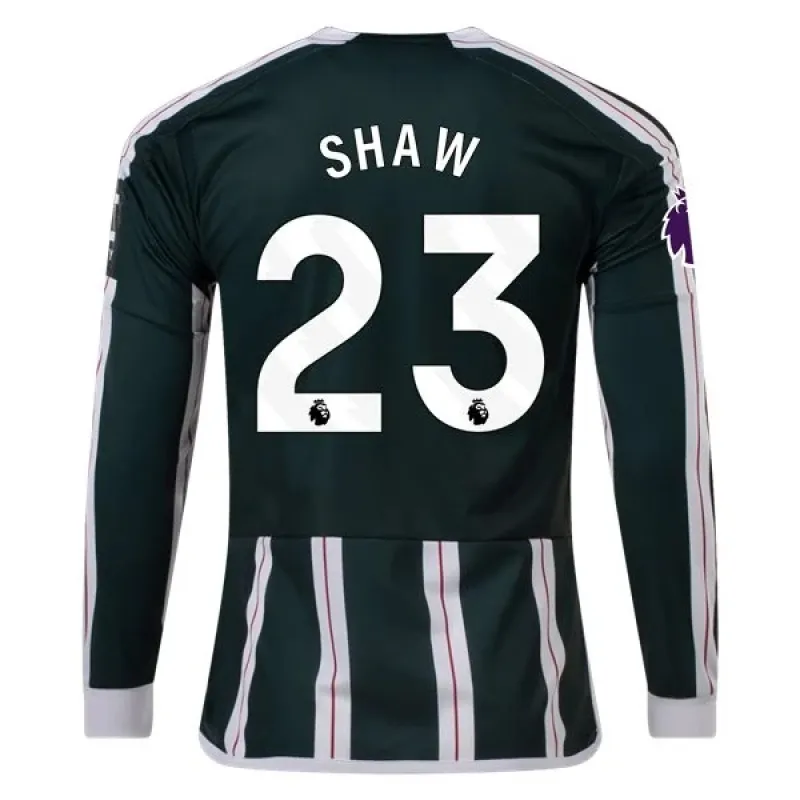 Men's Replica Adidas Shaw Manchester United Long Sleeve Away Jersey 2324