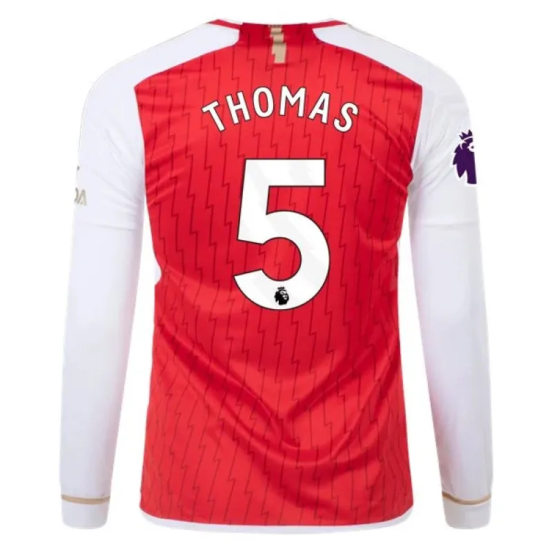Men's Replica Adidas Thomas Arsenal Long Sleeve Home Jersey 2324