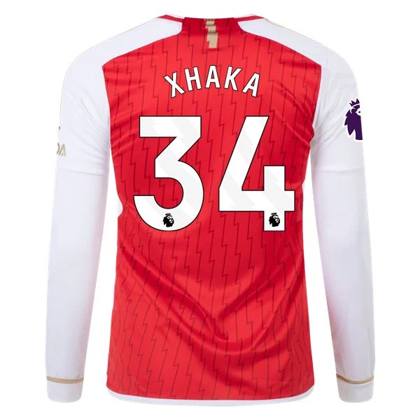 Men's Replica Adidas Xhaka Arsenal Long Sleeve Home Jersey 2324