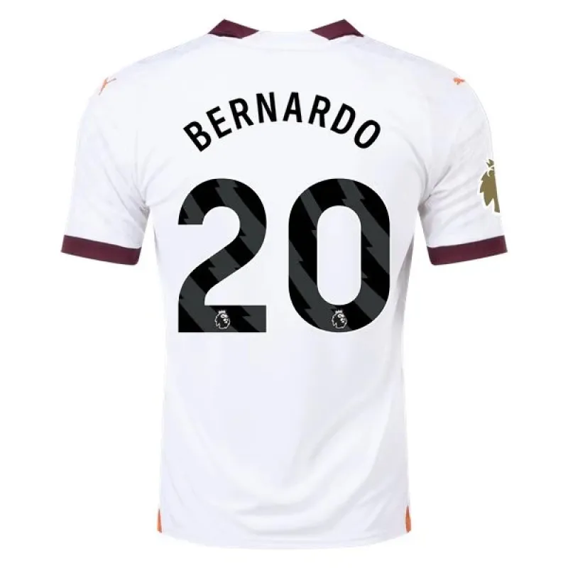Men's Replica Puma Bernardo Manchester City Away Jersey 2324 - CWC