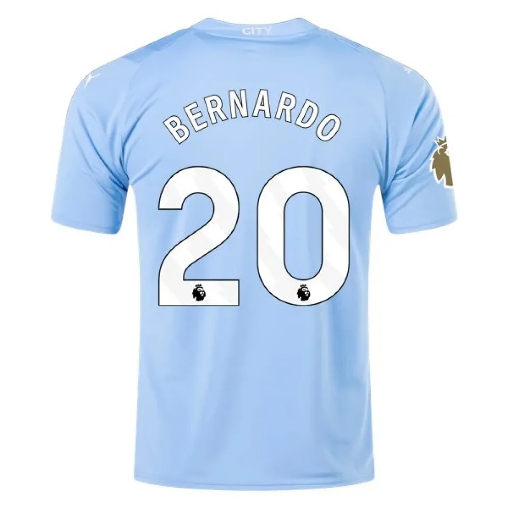 Men's Replica Puma Bernardo Manchester City Home Jersey 2324 - CWC