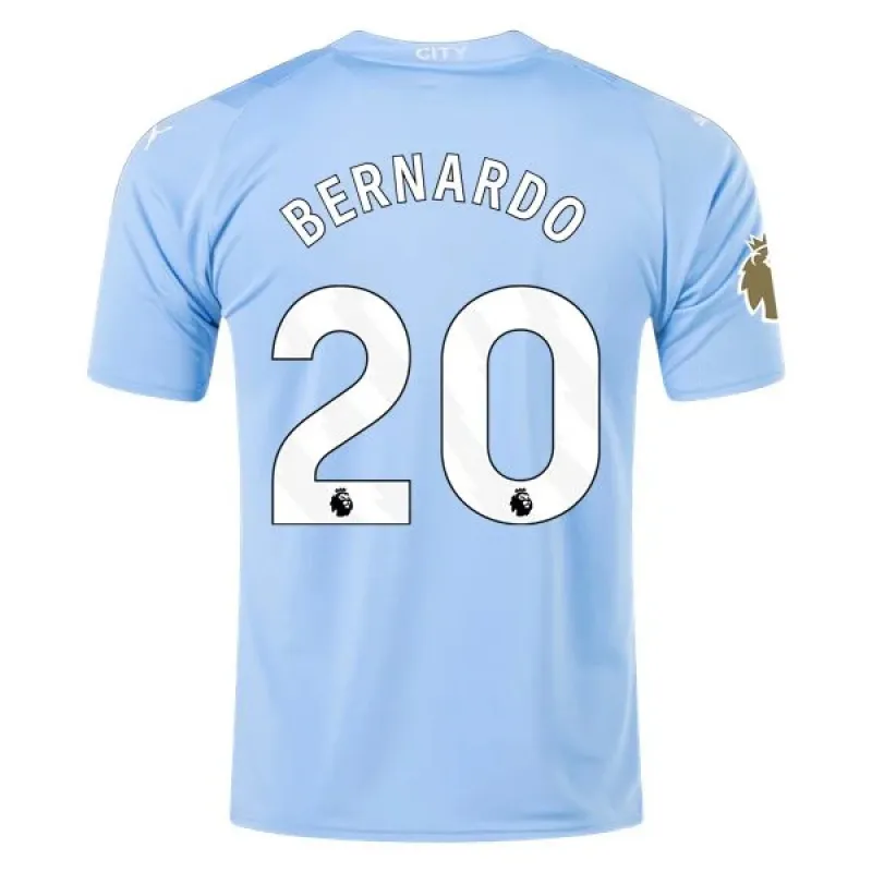 Men's Replica Puma Bernardo Manchester City Home Jersey 2324 - CWC