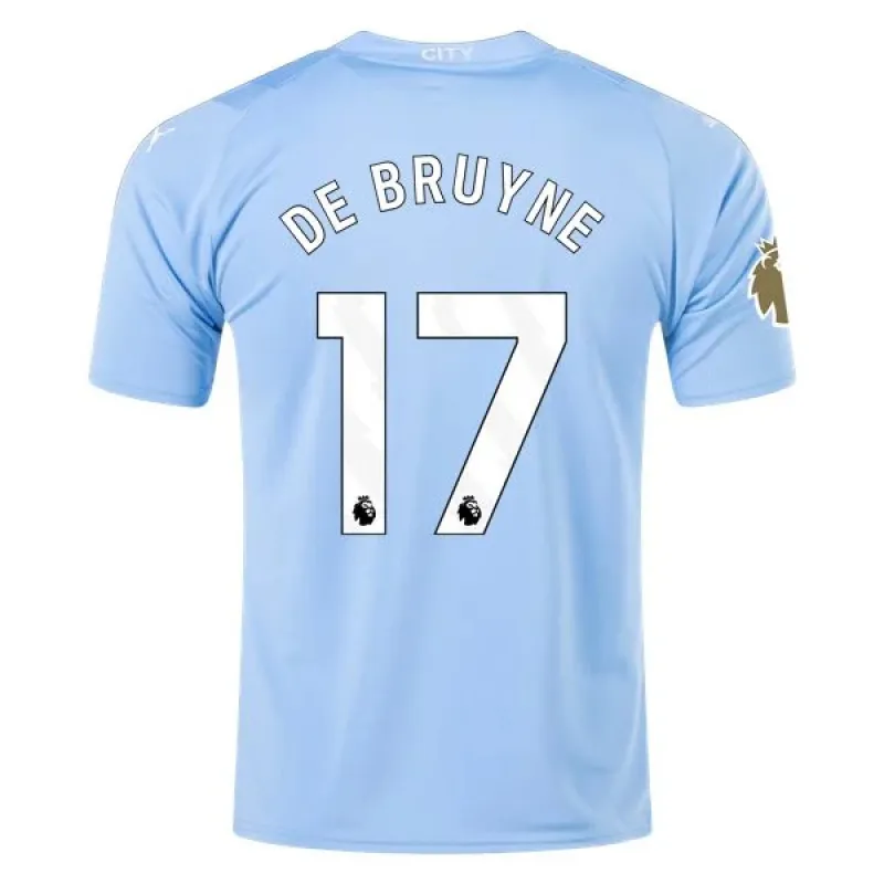 Men's Replica Puma De Bruyne Manchester City Home Jersey 2324 - CWC