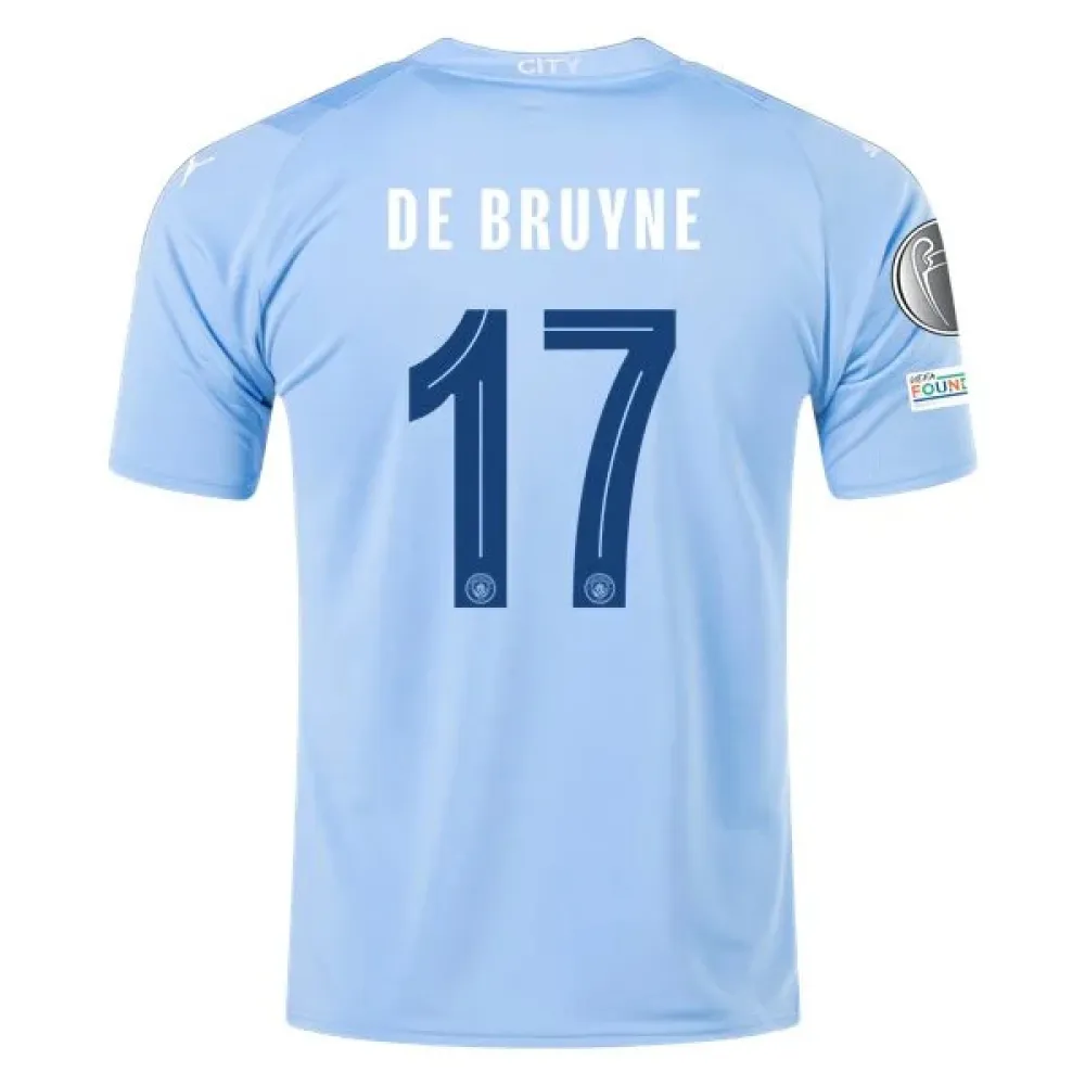 Men's Replica Puma De Bruyne Manchester City Home Jersey 2324 - UCL
