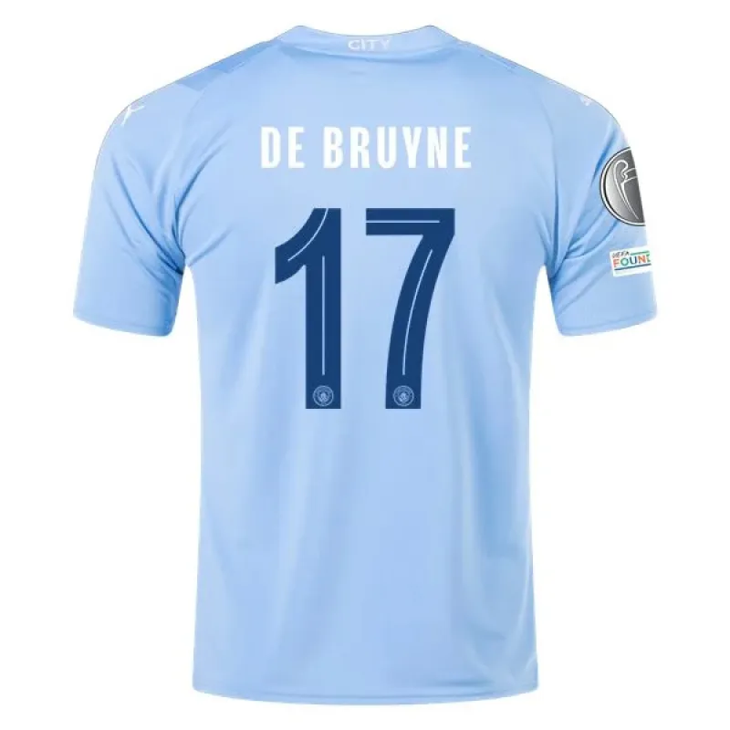 Men's Replica Puma De Bruyne Manchester City Home Jersey 2324 - UCL