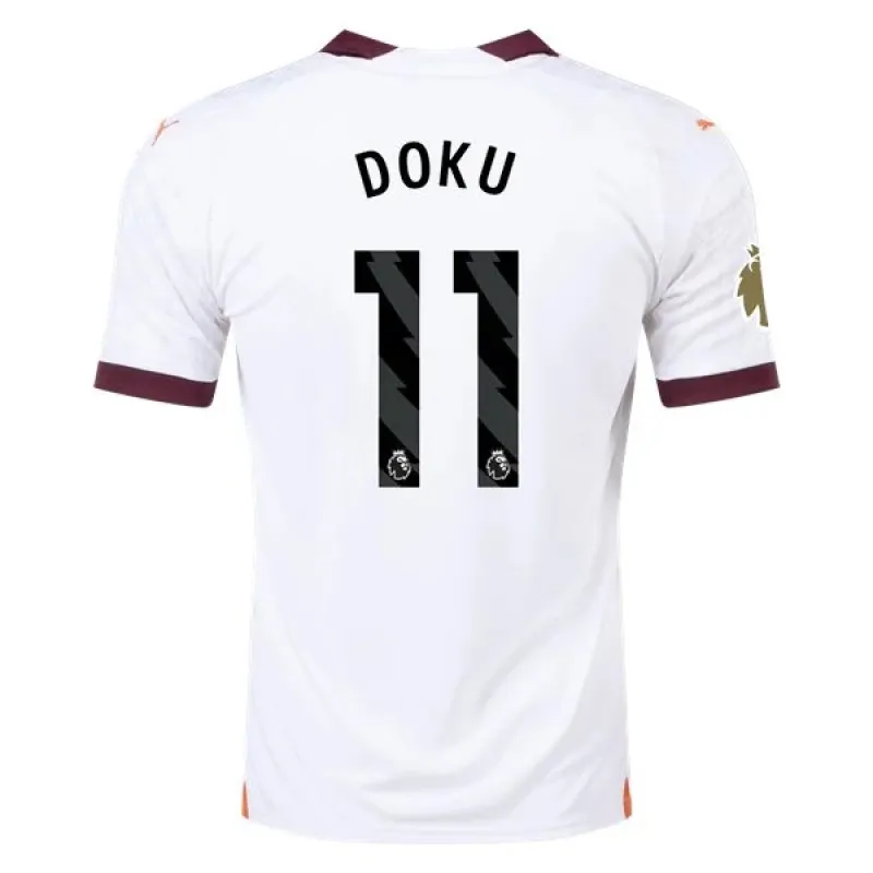 Men's Replica Puma Doku Manchester City Away Jersey 2324 - CWC