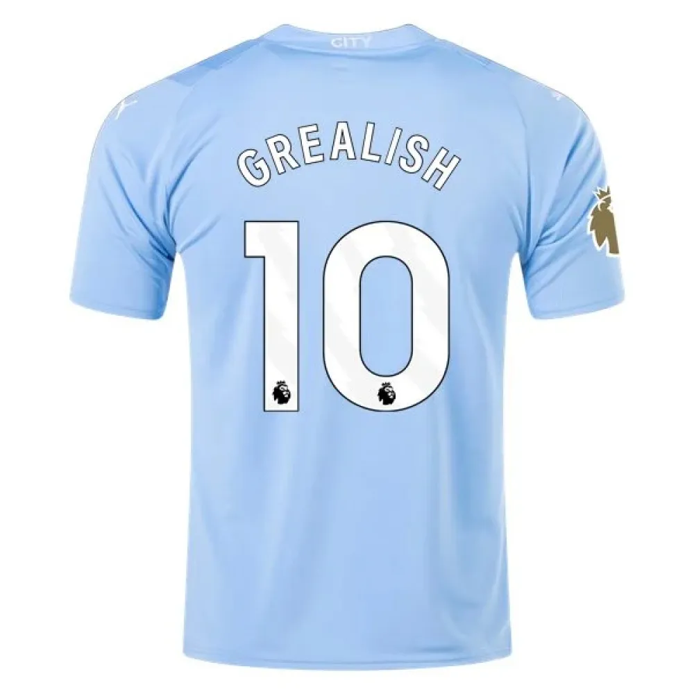 Men's Replica Puma Grealish Manchester City Home Jersey 2324 - CWC
