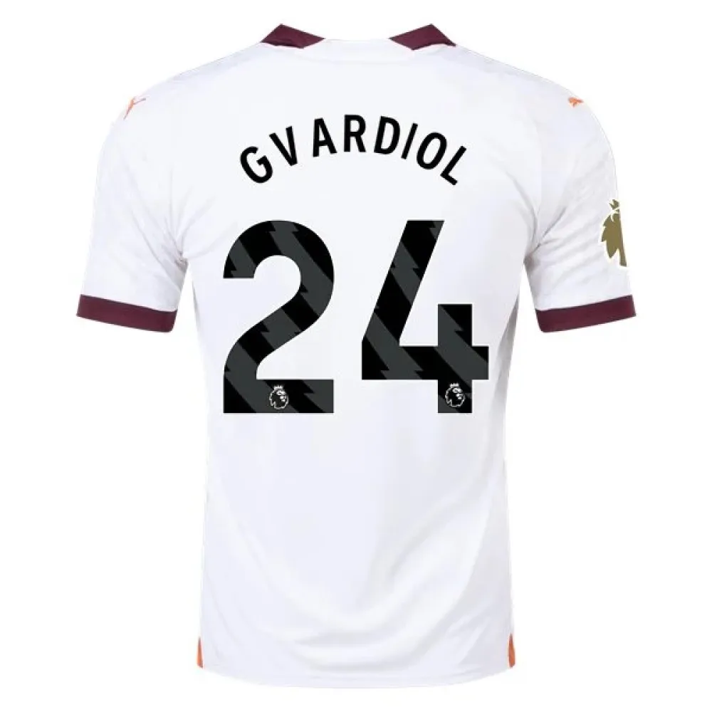 Men's Replica Puma Gvardiol Manchester City Away Jersey 2324 - CWC