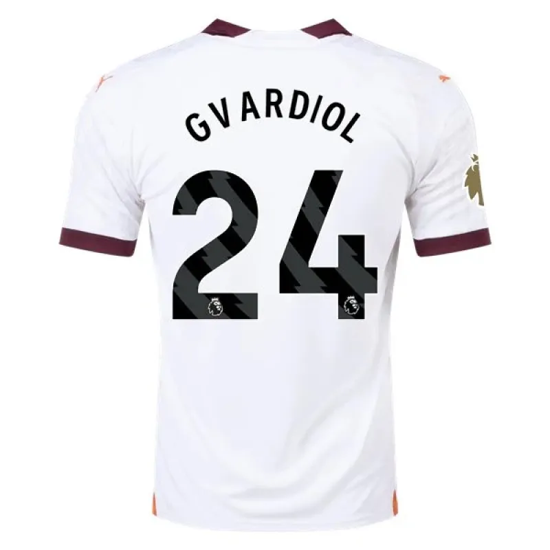 Men's Replica Puma Gvardiol Manchester City Away Jersey 2324 - CWC
