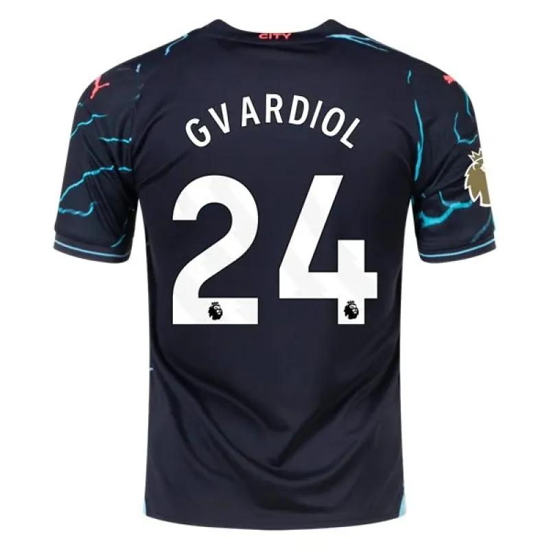 Men's Replica Puma Gvardiol Manchester City Third Jersey 2324 - CWC