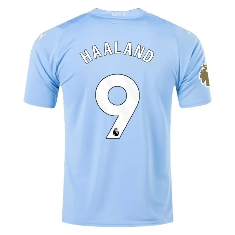 Men's Replica Puma Haaland Manchester City Home Jersey 2324 - CWC