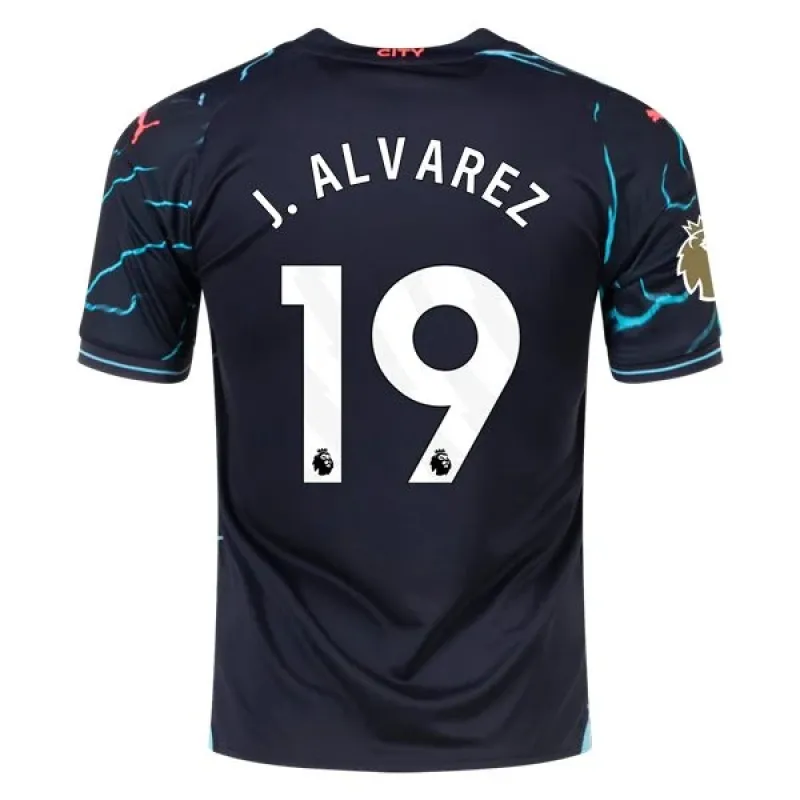 Men's Replica Puma J. Alvarez Manchester City Third Jersey 2324 - CWC
