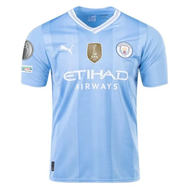 Men's Replica Puma Manchester City Home Jersey 2324 - UCL