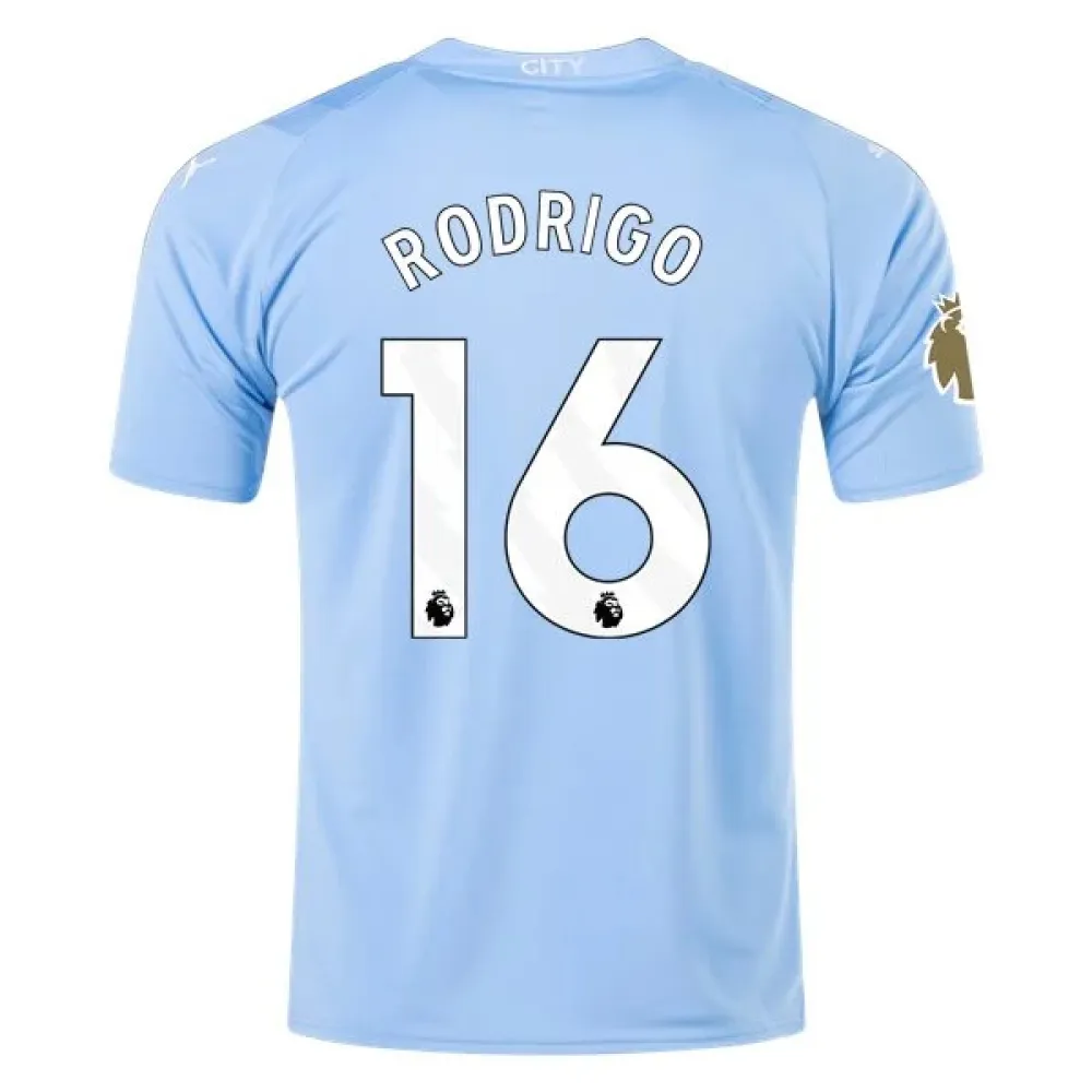 Men's Replica Puma Rodrigo Manchester City Home Jersey 2324 - CWC