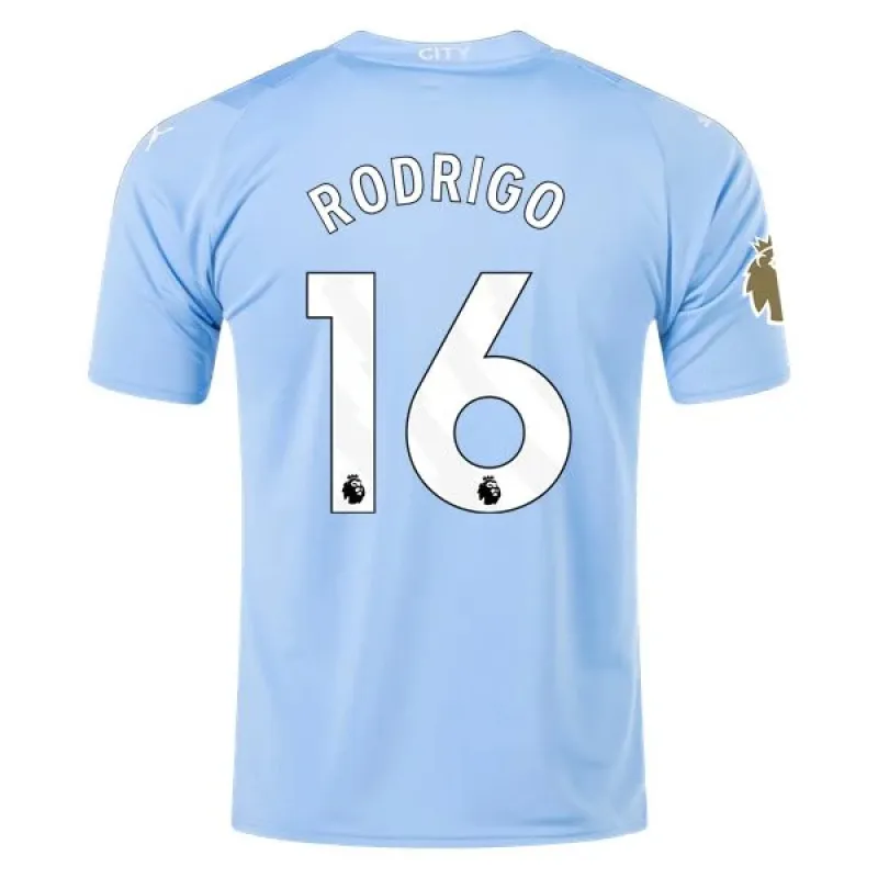 Men's Replica Puma Rodrigo Manchester City Home Jersey 2324 - CWC
