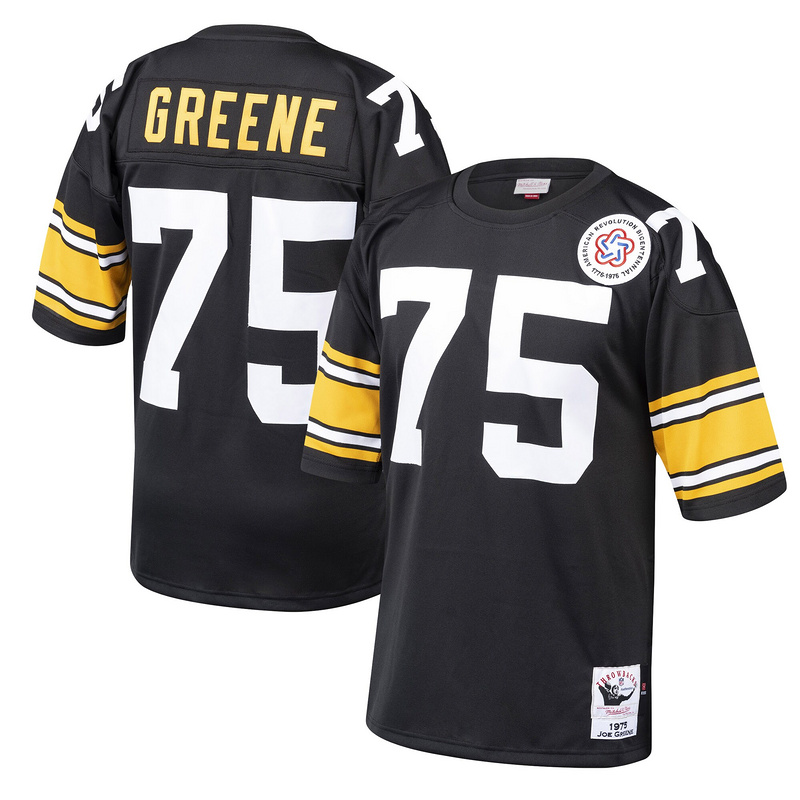 1975 Joe Greene Mitchell & Ness Black Authentic Throwback Retired Player Jersey