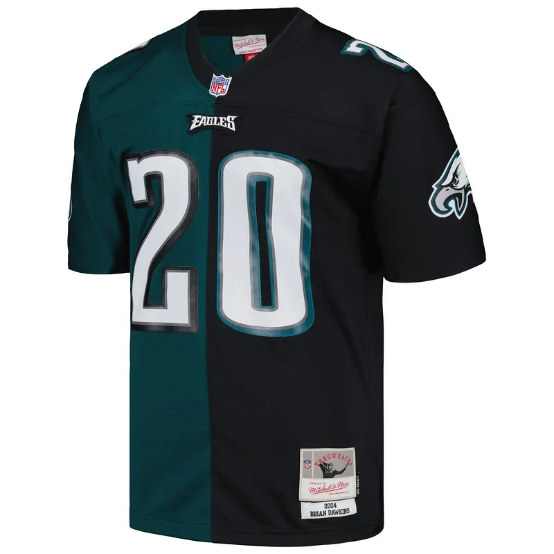 Men's Brian Dawkins Mitchell & Ness Midnight GreenBlack 2004 Split Legacy Replica Jersey