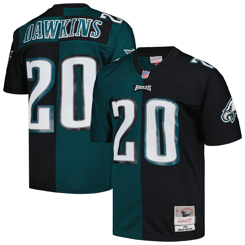 Men's Brian Dawkins Mitchell & Ness Midnight GreenBlack 2004 Split Legacy Replica Jersey