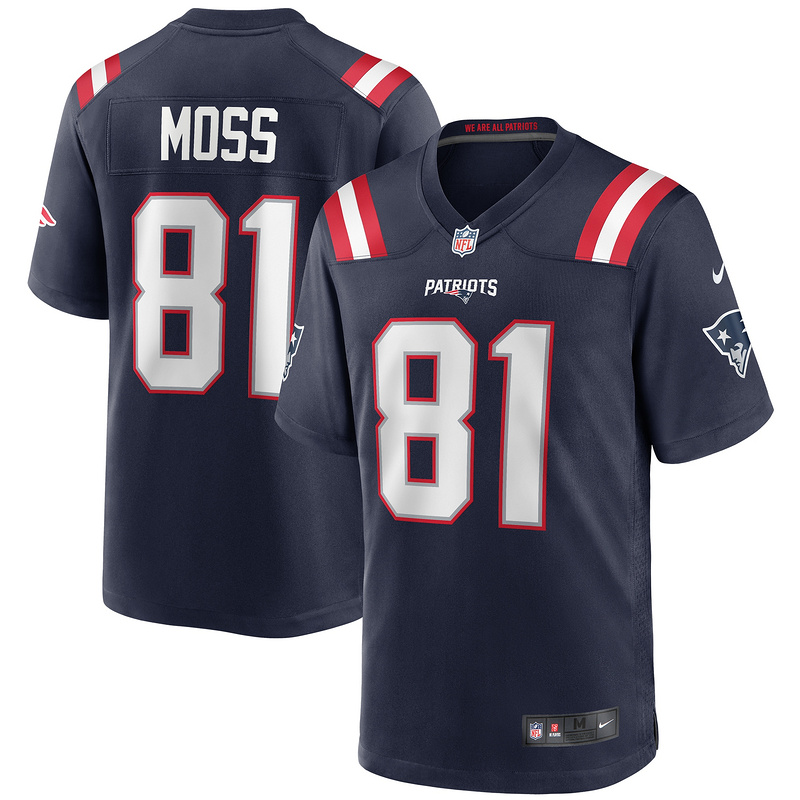 New England Patriots Randy Moss Nike Navy Game Retired Jersey