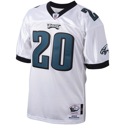  Men's 2004 Brian Dawkins Mitchell & Ness White Authentic Throwback Retired Player Jersey 01