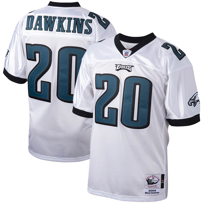  Men's 2004 Brian Dawkins Mitchell & Ness White Authentic Throwback Retired Player Jersey