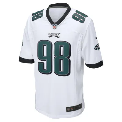 Men's Philadelphia Eagles Jalen Carter Nike White Game Jersey 01