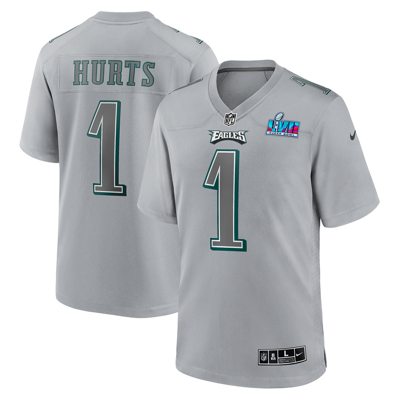 Philadelphia Eagles Jalen Hurts Nike Gray Super Bowl LVII Patch Atmosphere Fashion Game Jersey