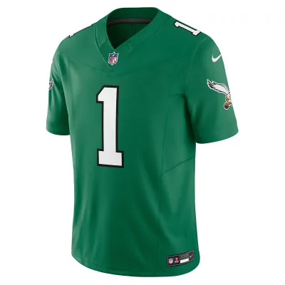 Men's Philadelphia Eagles Jalen Hurts Nike Kelly Green Vapor F.U.S.E. Limited Jersey 01