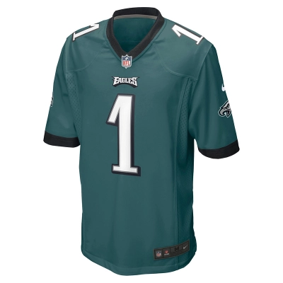 Men's Philadelphia Eagles Number 1 Dad Nike Midnight Green Game Jersey 01