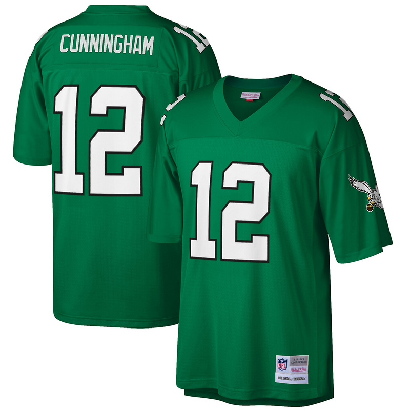 Randall Cunningham Mitchell & Ness Kelly Green Big & Tall 1990 Retired Player Replica Jersey